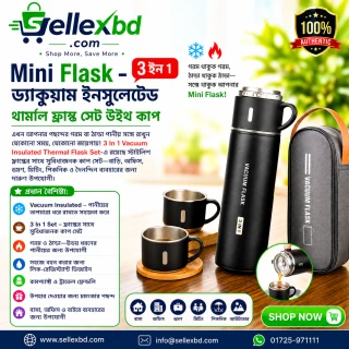 Mini Flask – 3 In 1 Vacuum Insulated Thermal Flask Set With Cup Set