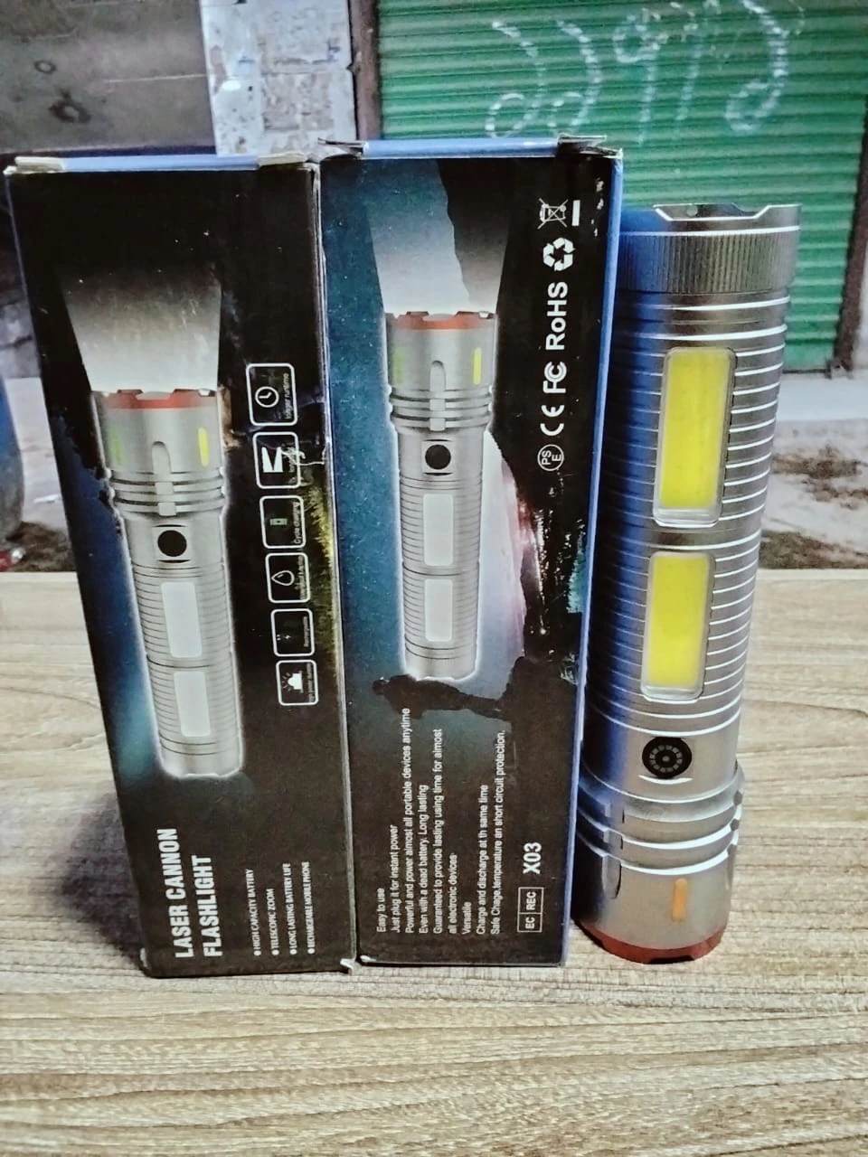 Rechargeable Aluminum Alloy Body Torch Light – X03 (Silver) - 3